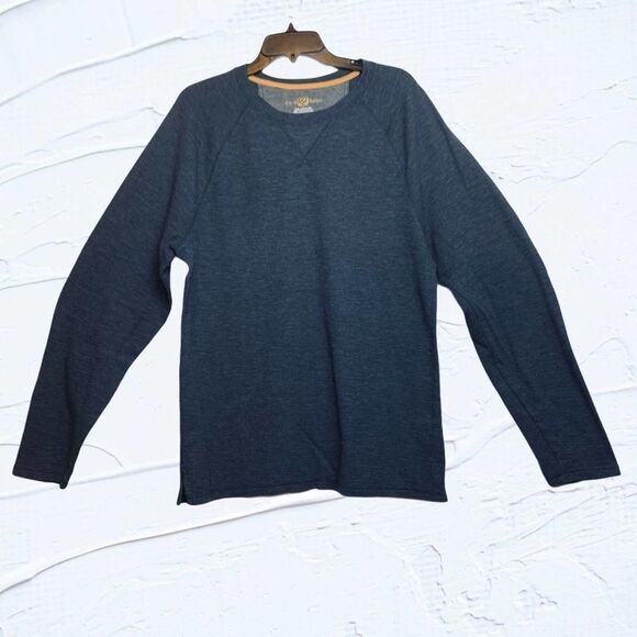 Club Room Tee Shirt Long Sleeve Solid Navy Blue Waffle Knit crewneck size XL - Picture 2 of 9